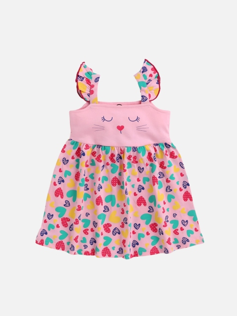 

TAMBOURINE Infant Girls Pink & Yellow A-Line Dress