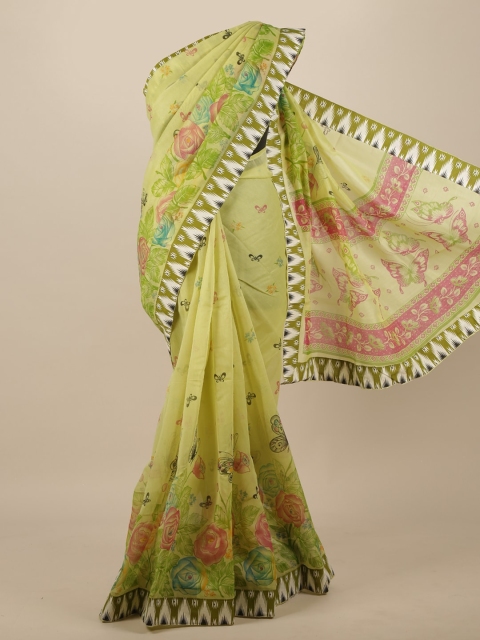 

Pothys Green & Pink Floral Pure Cotton Saree