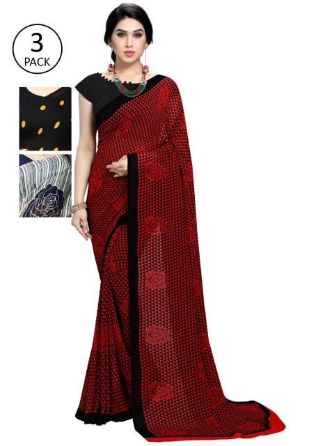 

KALINI Pack Of 3 Black & Grey Saree