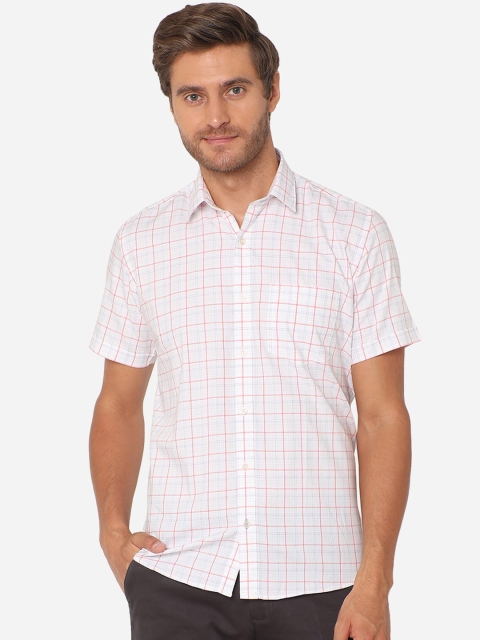 

JADE BLUE Men White Slim Fit Buffalo Checks Casual Shirt