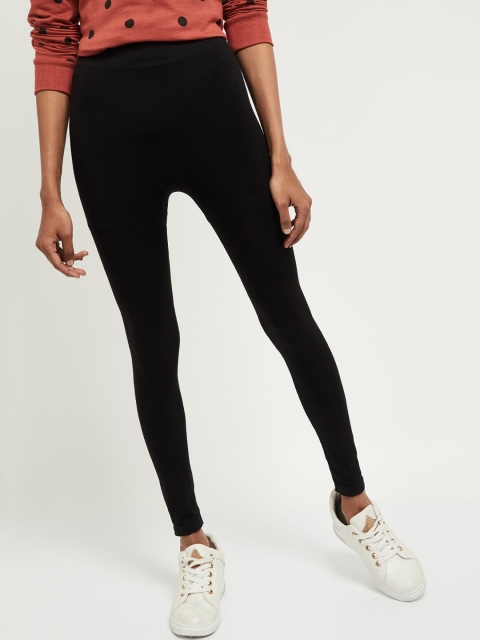

max Women Black Regular Trousers Regular Trousers