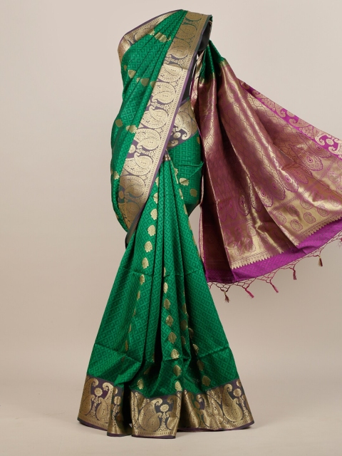 

Pothys Green & Purple Paisley Zari Art Silk Saree