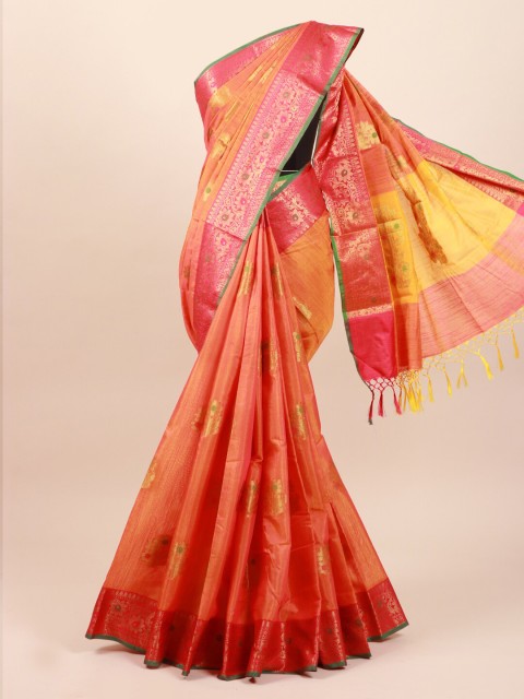 

Pothys Orange & Pink Floral Saree