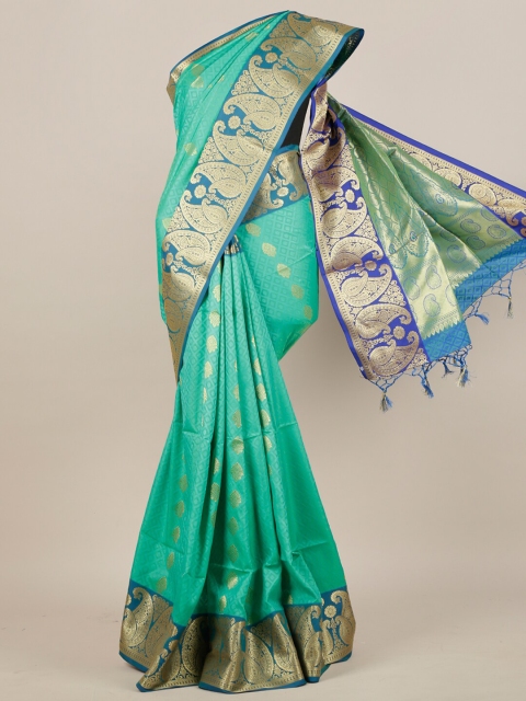 

Pothys Green & Gold-Toned Ethnic Motifs Zari Art Silk Saree