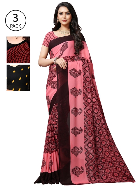 

KALINI Pack Of 3 Yellow & Black Saree