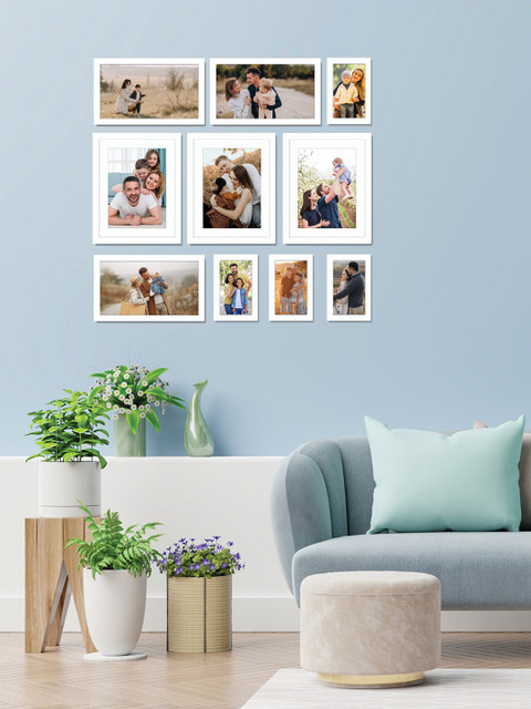 

RANDOM Set Of 10 White Solid Individual Wall Photo Frames