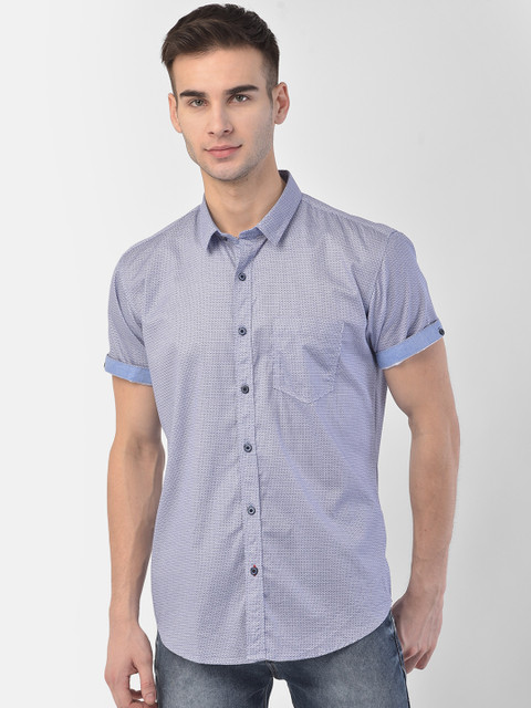 

COBB Men Blue Slim Fit Printed Cotton Casual Shirt