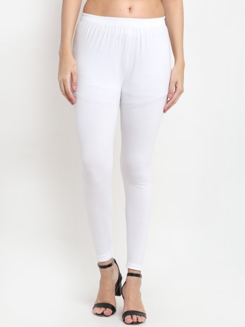

NEUDIS Women White Solid Ankle-Length Leggings