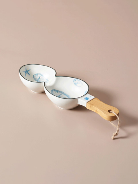 

THEDECORKART White & Blue Printed Ceramic Condiment Serveware