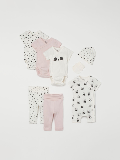 

H&M Infants 8-piece Organic Cotton Clothing Gift Set, White