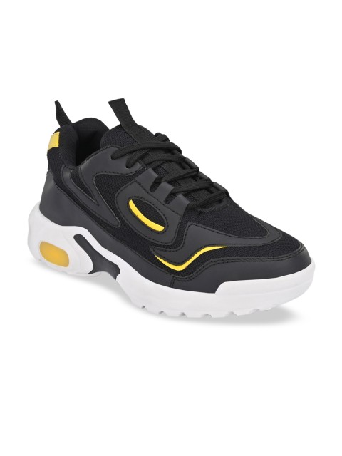 

mr.wonker Men Black and White Textured Regular Fit Sneakers
