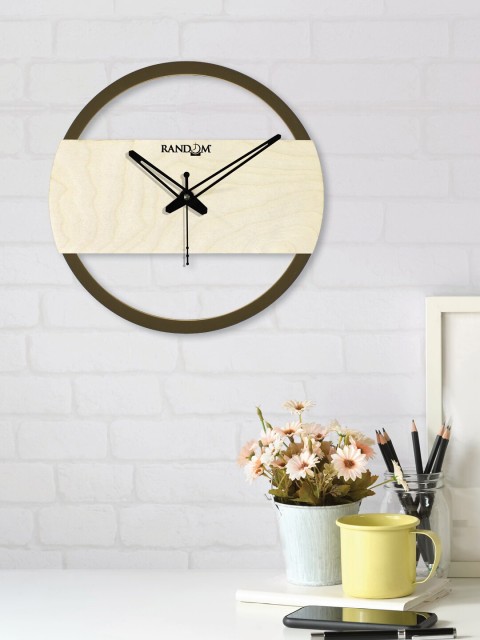 

RANDOM Brown & White Colourblocked 24.13 cm Contemporary Wall Clock