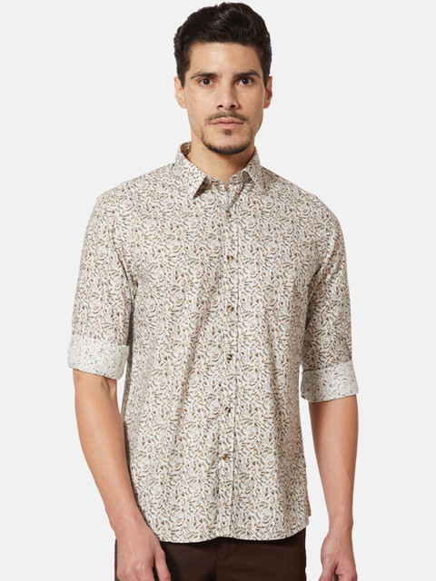 

J Hampstead Men Green Slim Fit Printed Casual Shirt