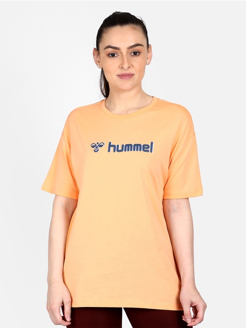 

hummel Women Orange Typography Printed Applique T-shirt