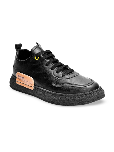 

San Frissco Men Black Printed Leather Driving Shoes