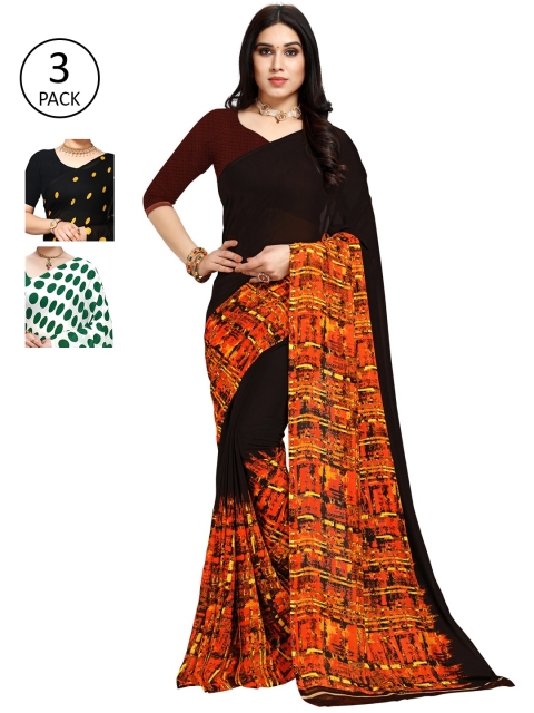 

KALINI Pack Of 3 Multicoloured Poly Georgette Sarees, Multi
