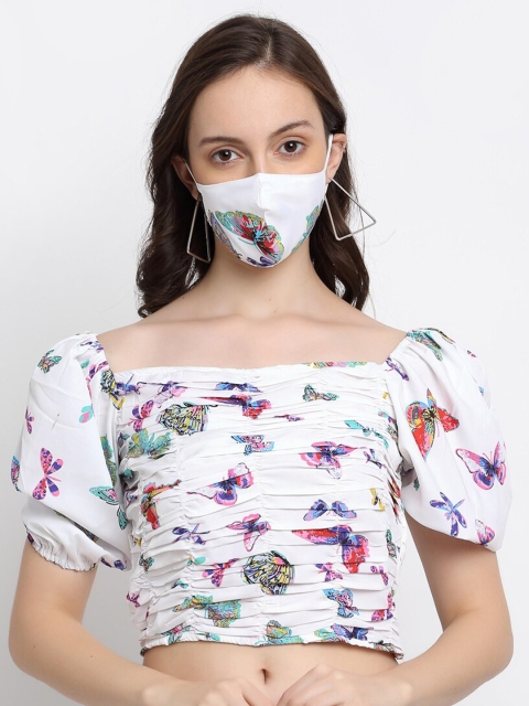 

DIVA WALK EXCLUSIVE White Puff Sleeve Regular Crop Top