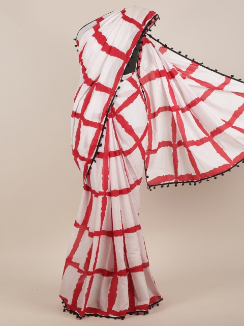 

Pothys White & Red Checked Saree