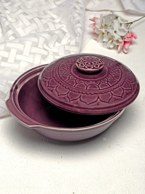 

Fabindia Purple & 1 Pieces Floral Ceramic Glossy Plates