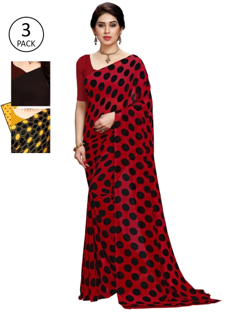 

KALINI Multi Pack of 3 Printed Poly Georgette Saree