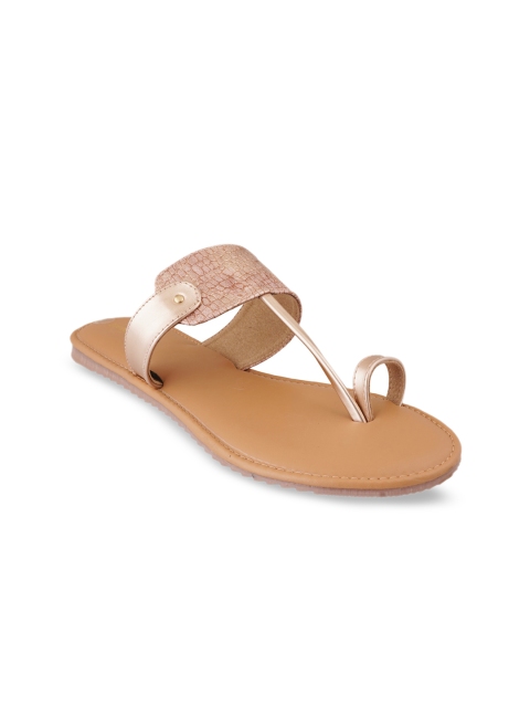 

pelle albero Women Rose Gold Textured One Toe Flats