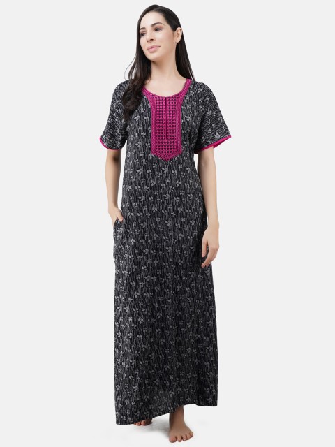 

KOI SLEEPWEAR Black Embroidered Maxi Nightdress