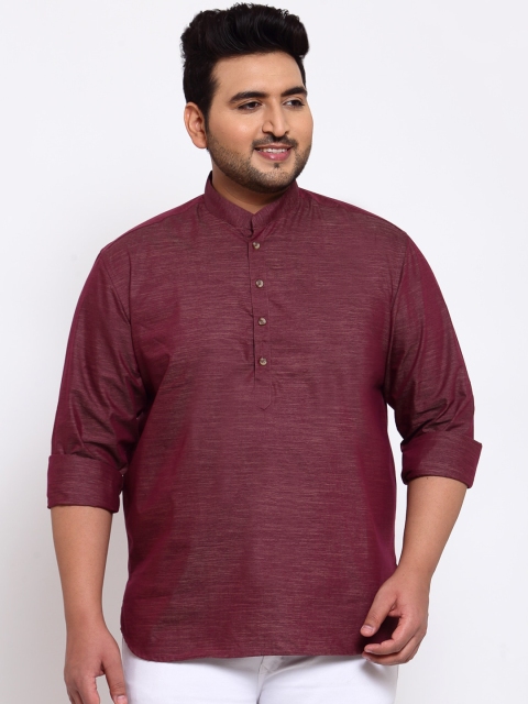 

plusS Men Burgundy Thread Work Kurta