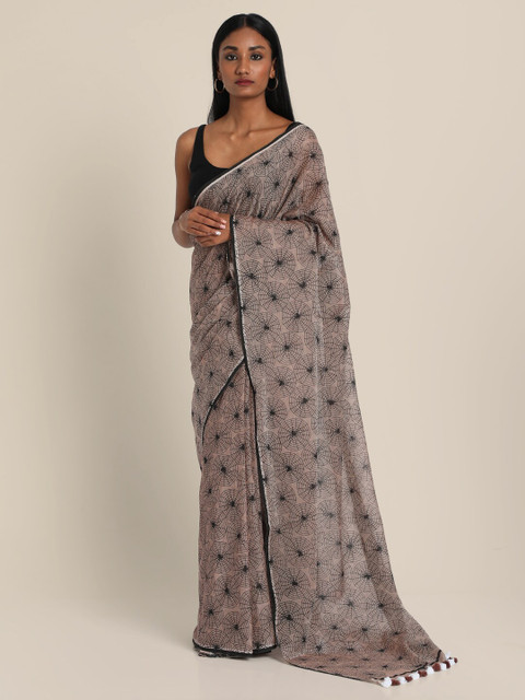 

Suta Brown & Black Beads and Stones Pure Cotton Saree
