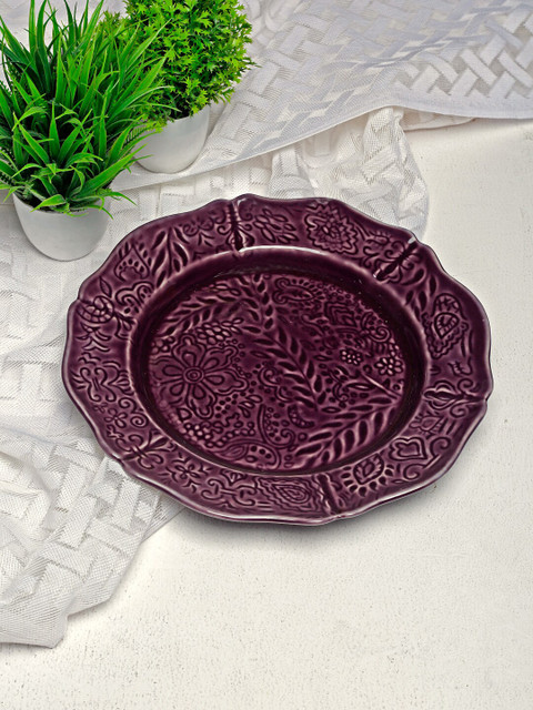 

Fabindia Purple Printed Ceramic Glossy Plate