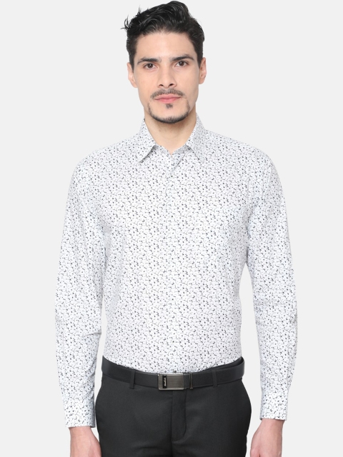 

J Hampstead Men White Slim Fit Floral Printed Casual Shirt
