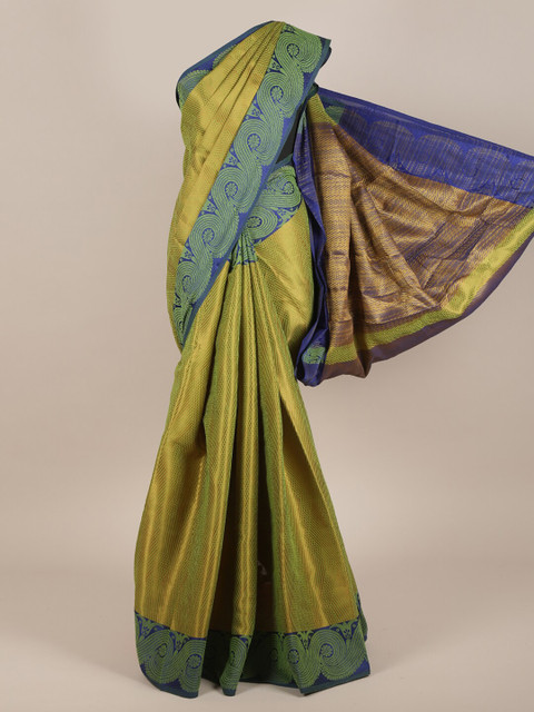 

Pothys Green & Blue Woven Design Cotton Blend Saree