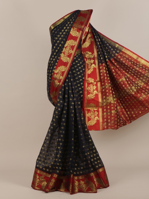 

Pothys Black & Red Ethnic Motifs Zari Saree
