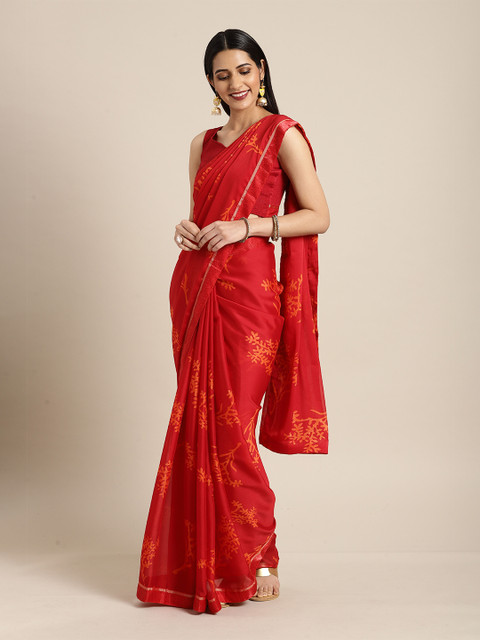

Saree mall Red Floral Sarees