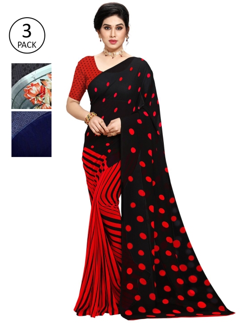 

KALINI Pack Of 3 Printed Sarees, Grey