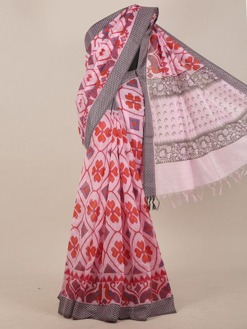 

Pothys Pink & Red Floral Printed Saree