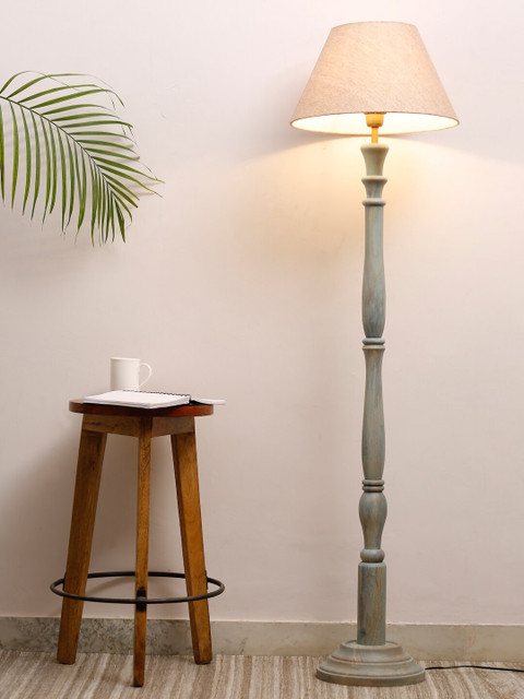 

Fabindia Grey & Blue Contemporary Floor Lamp with Shade