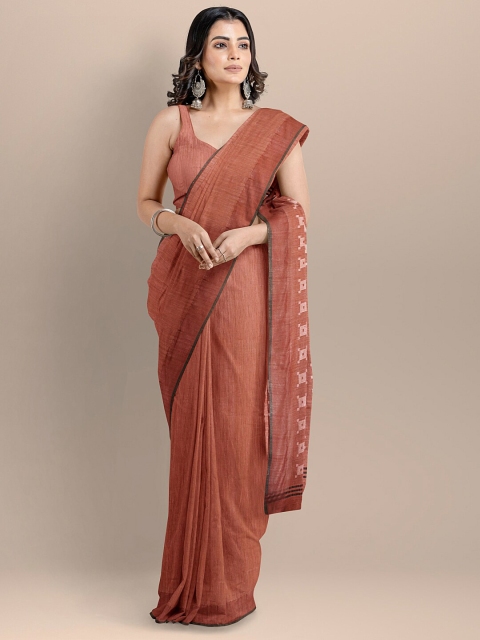 

BharatSthali Rust Silk Cotton Jamdani Saree