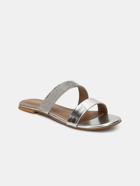 

shoexpress Women Silver Open Toe Flats with Bows