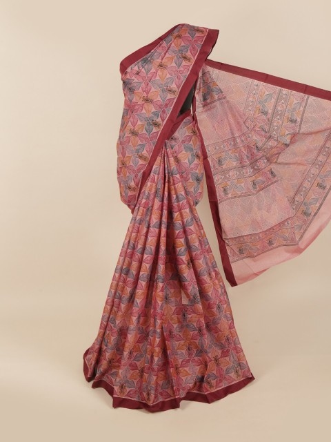 

Pothys Maroon & Blue Floral Saree