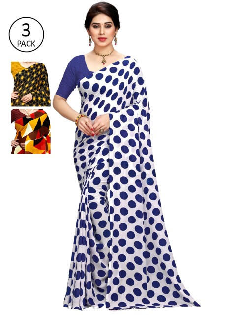 

KALINI Pack of 3 Printed Saree, Mustard
