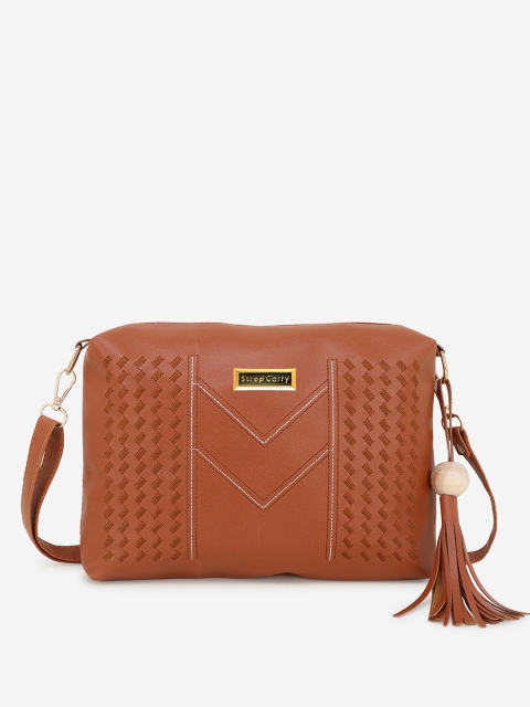 

Stropcarry Brown Textured Structured Cut Work Sling Bag