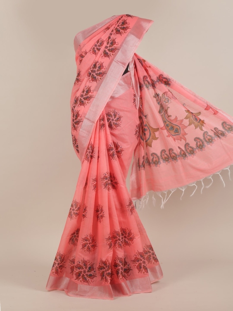 

Pothys Pink Ethnic Motifs Zari Cotton Blend Saree