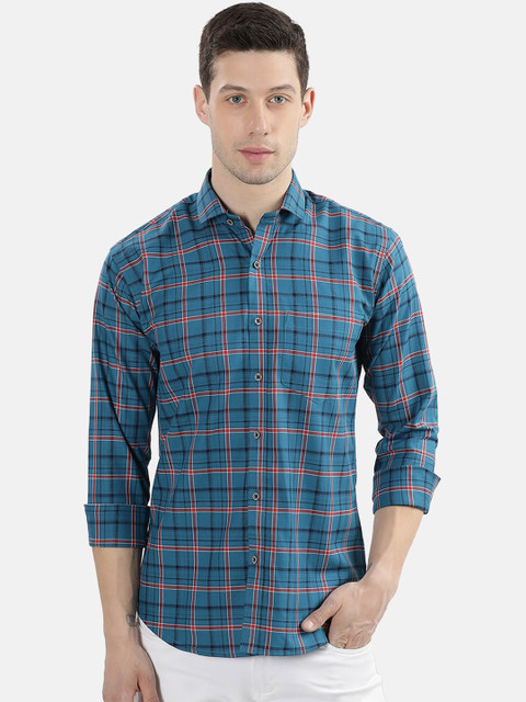 

V2 Value & Variety Men Blue Slim Fit Tartan Checks Checked Casual Shirt