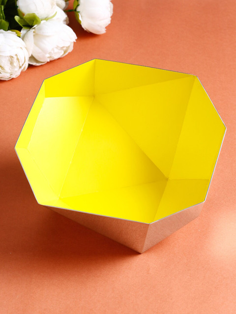 

ARTTDINOX Steel-Toned & Yellow 1 Pc Stainless Steel Rock Cut Fruit Bowls