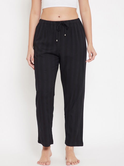 

Hypernation Women Black Striped Rayon Pyjama