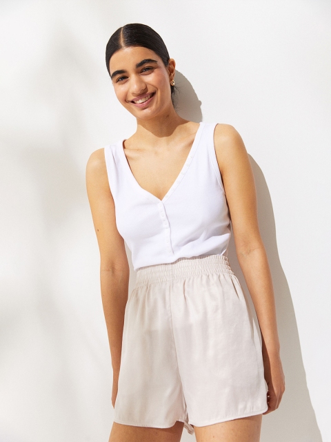 

H&M Women White Ribbed Vest Top