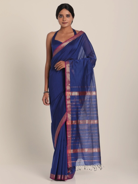 

Suta Blue & Pink Striped Silk Blend Saree