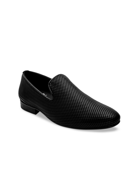 

Hydes N Hues Men Black Textured Formal Slip-Ons