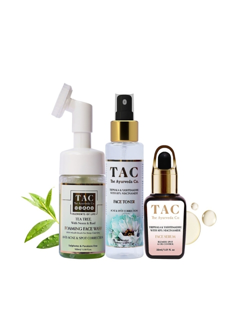 

TAC - The Ayurveda Co. 10% Niacinamide Face Serum, Toner & Anti-Acne Tea Tree Face Wash, Green