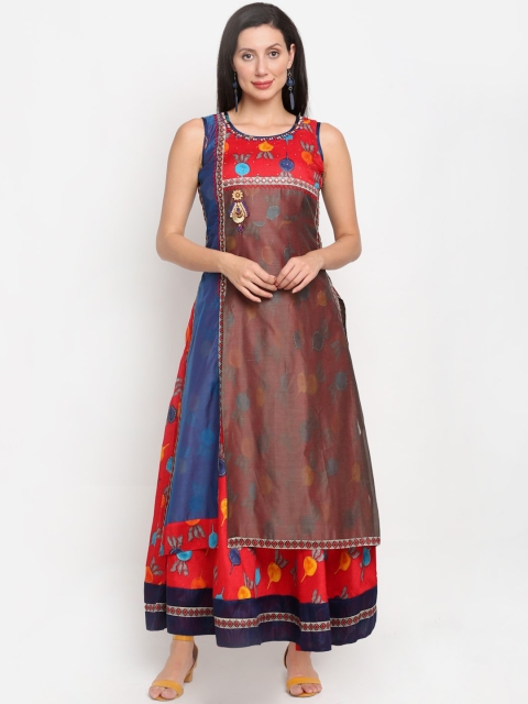 

Lovely Lady Red Ethnic Motifs Maxi Dress